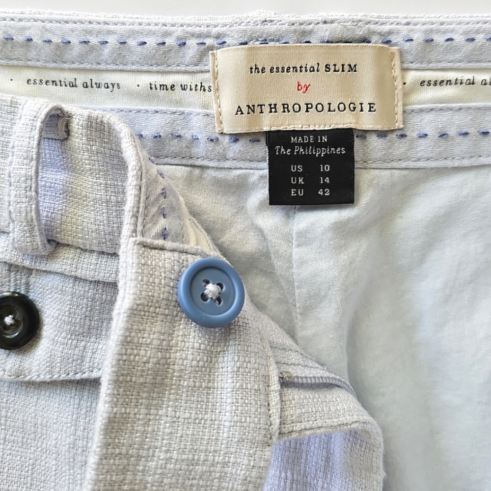 Anthropologie Light Blue Essential Slim Cotton Trouser Pants Size 10 - Picture 10 of 16